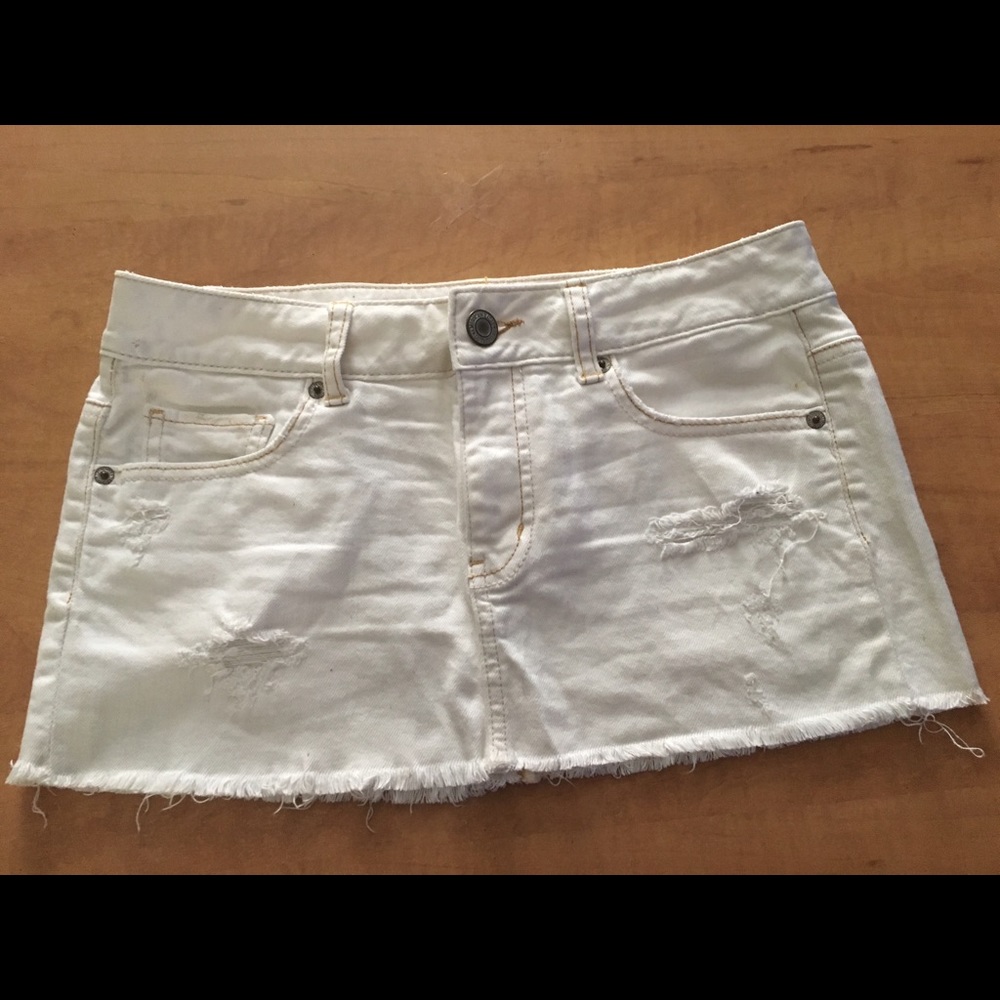 American Eagle white denim mini skirt