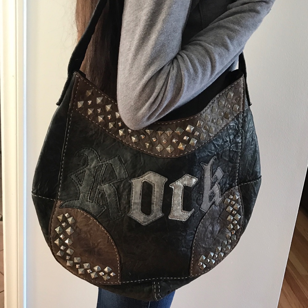 Custom Rock purse. Leather suede and Studs.