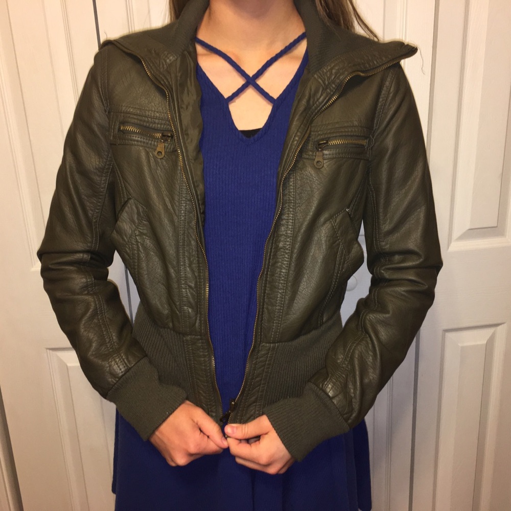 Army Green Leather Jacket