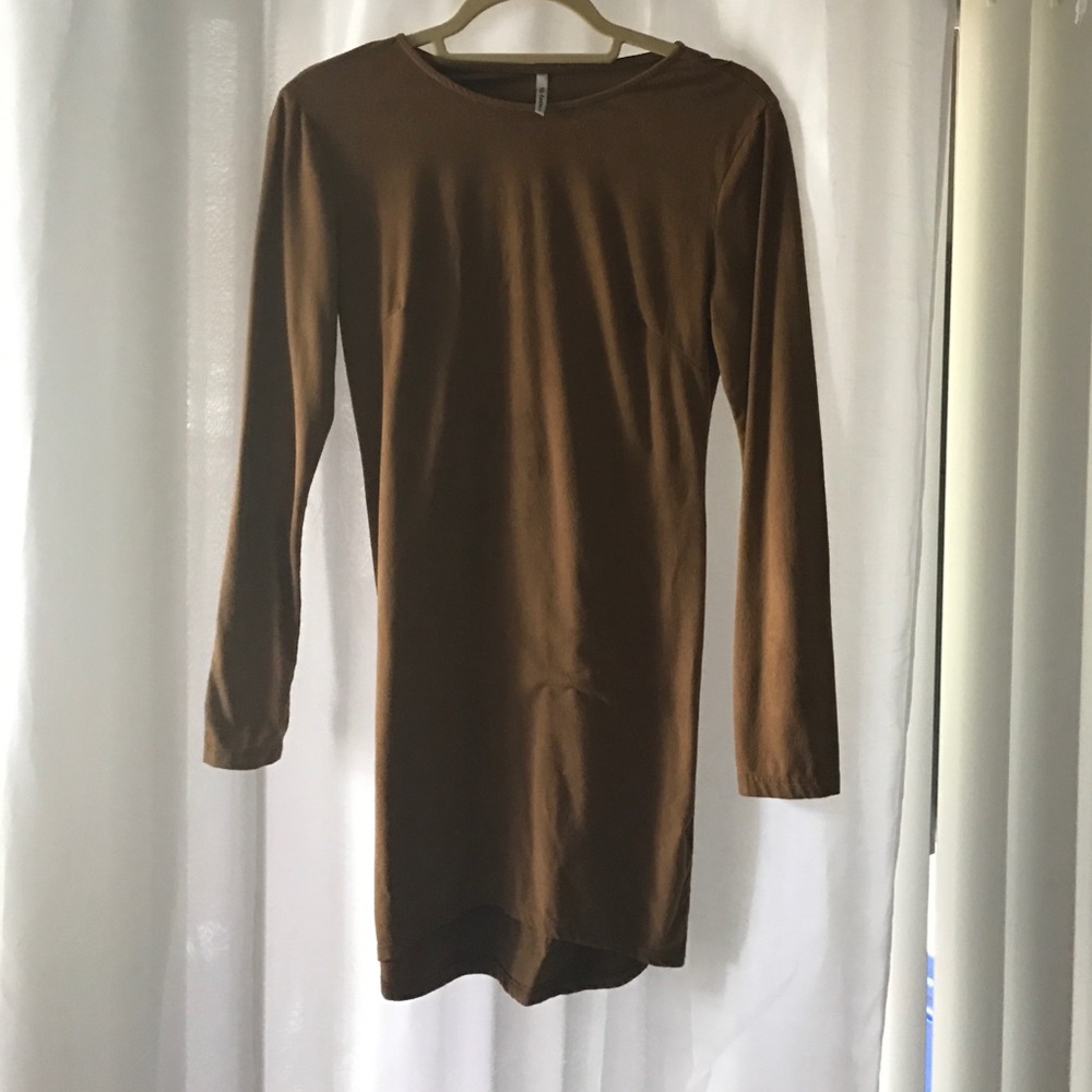 Suede long sleeve mini dress