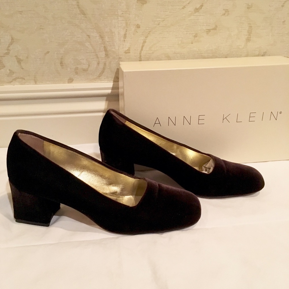 Anne Klein Velvet Block Heel Pumps