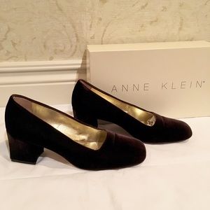 Anne Klein Velvet Block Heel Pumps