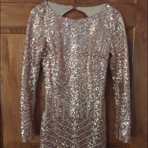 Rose gold long Sleeve Sequin Dress