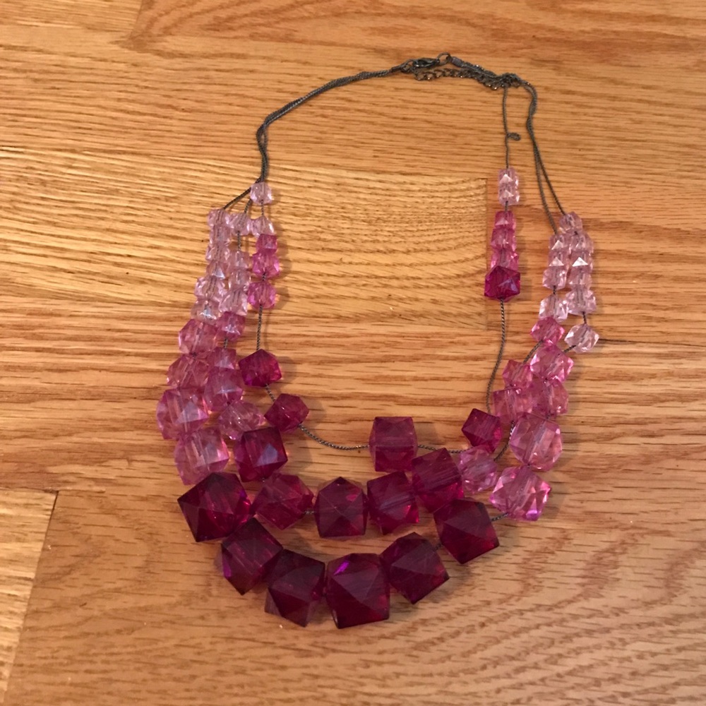 3 strand necklace in purple hues