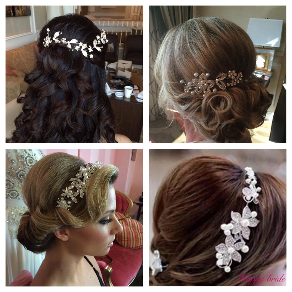 Bridal Headband Hair clip Flower Pear