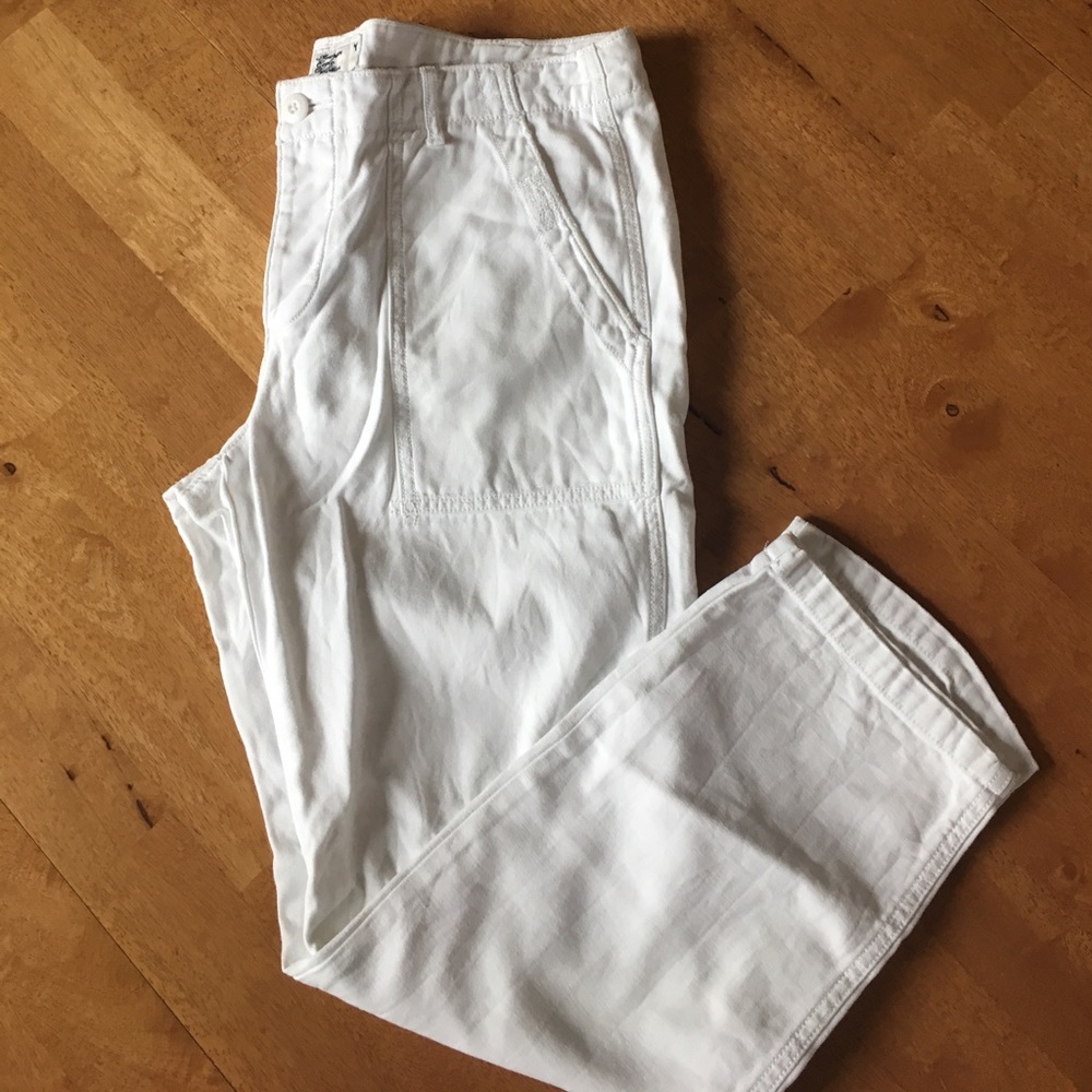 White Crop Utility Pants