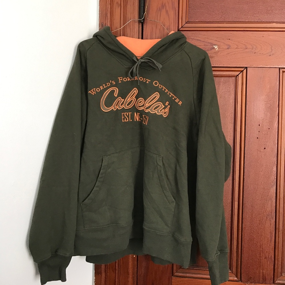 Green and orange Cabela's sweatshirt, worn once!