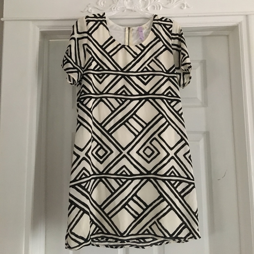 Geo Print B&W Dress