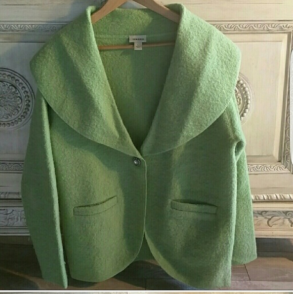 BOILED WOOL....VENARIO SAGE GREEN DRESS COAT..NWOT - Picture 2 of 4
