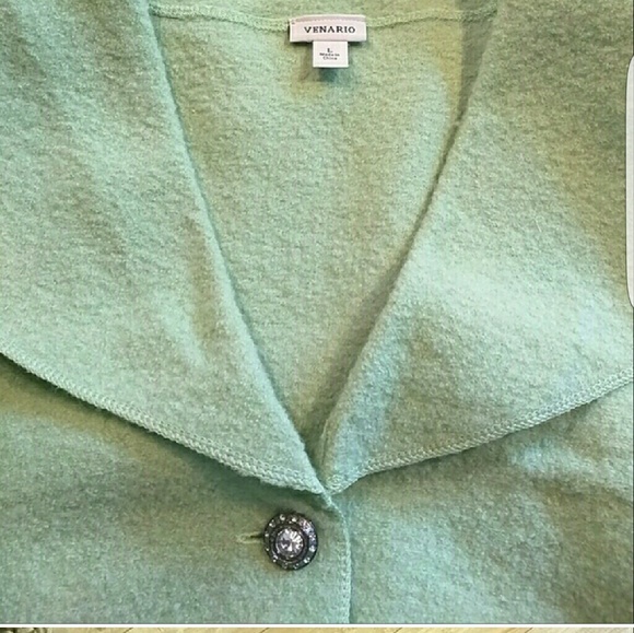 BOILED WOOL....VENARIO SAGE GREEN DRESS COAT..NWOT - Picture 3 of 4