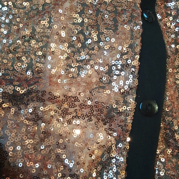 New Black GOLD SEQUIN Holiday Cardigan Sweater - Picture 3 of 4