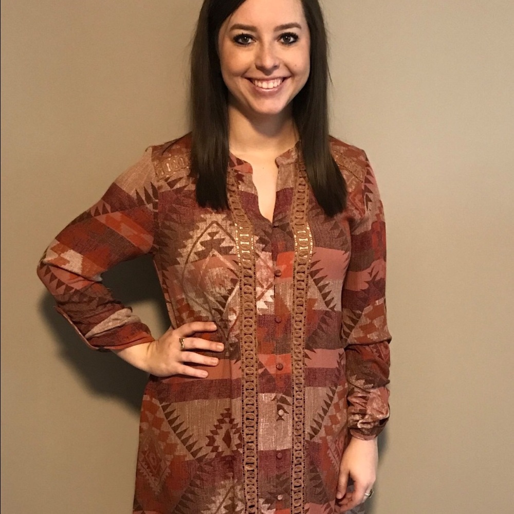 Aztec print Shirt Dress
