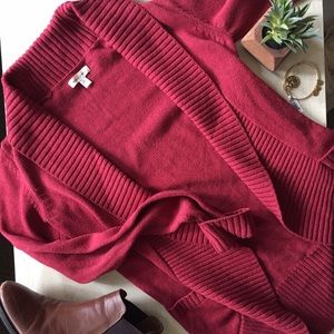 Silence + Noise Red Sweater Cardigan