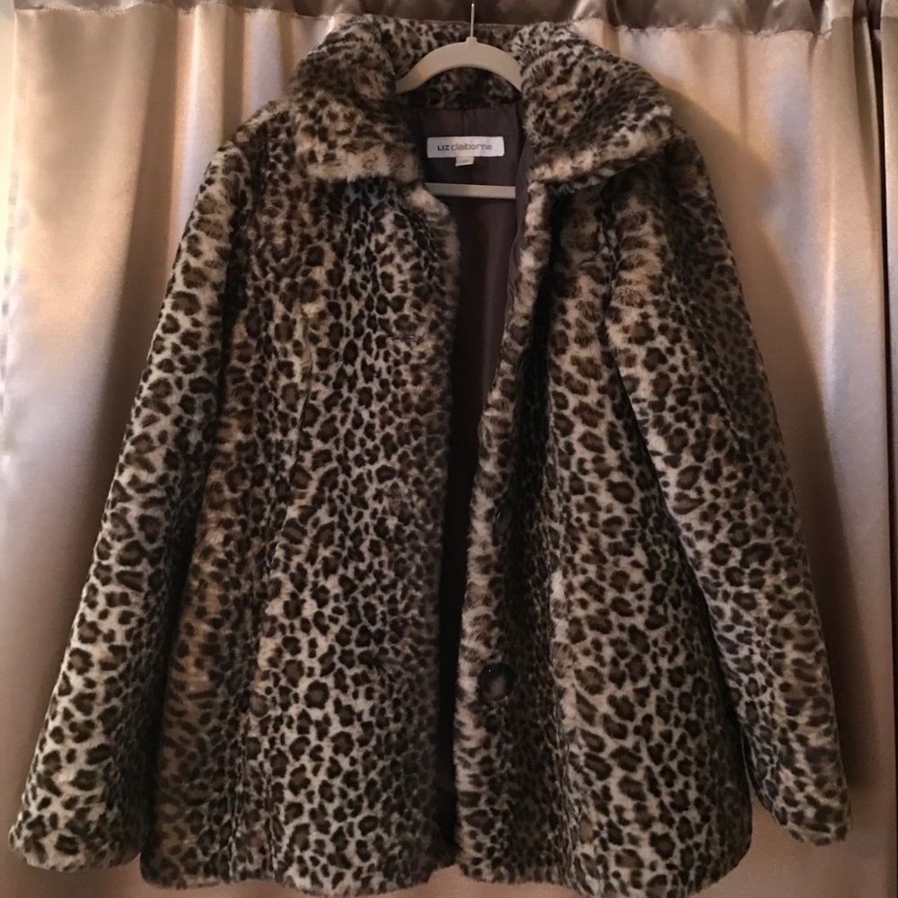 Liz Claiborne leopard fur coat