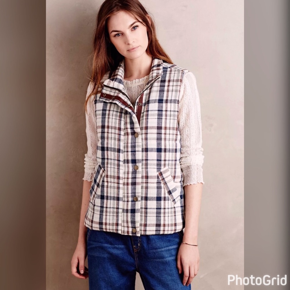 NWOT Anthropologie Quincy Plaid Vest by Hei Hei