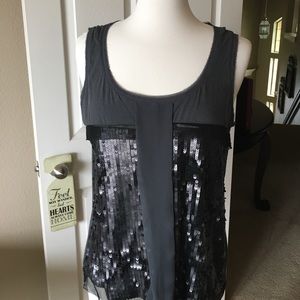 Loft formal grey Tank top with sequins and mesh L