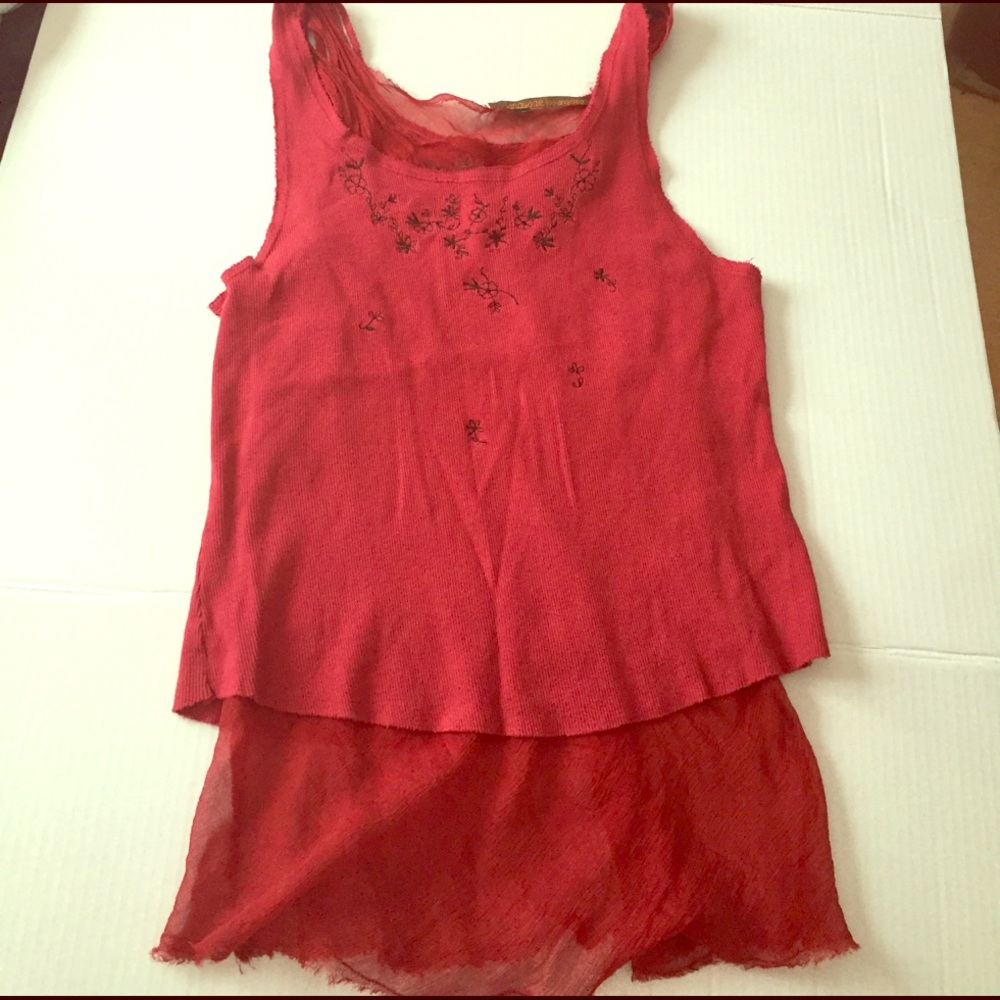 Ianguage Los Angeles layered new raspberry tank L