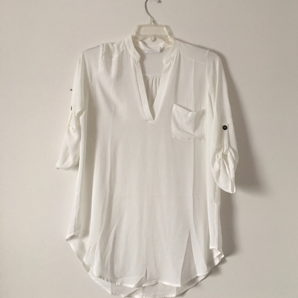 Lush solid white button blouse