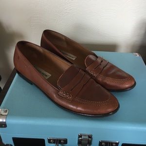 Light brown leather loafers
