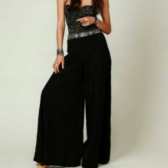 Free People Pants - { FREE PEOPLE } Silk Flared Leg Pants - NEW - SZ6