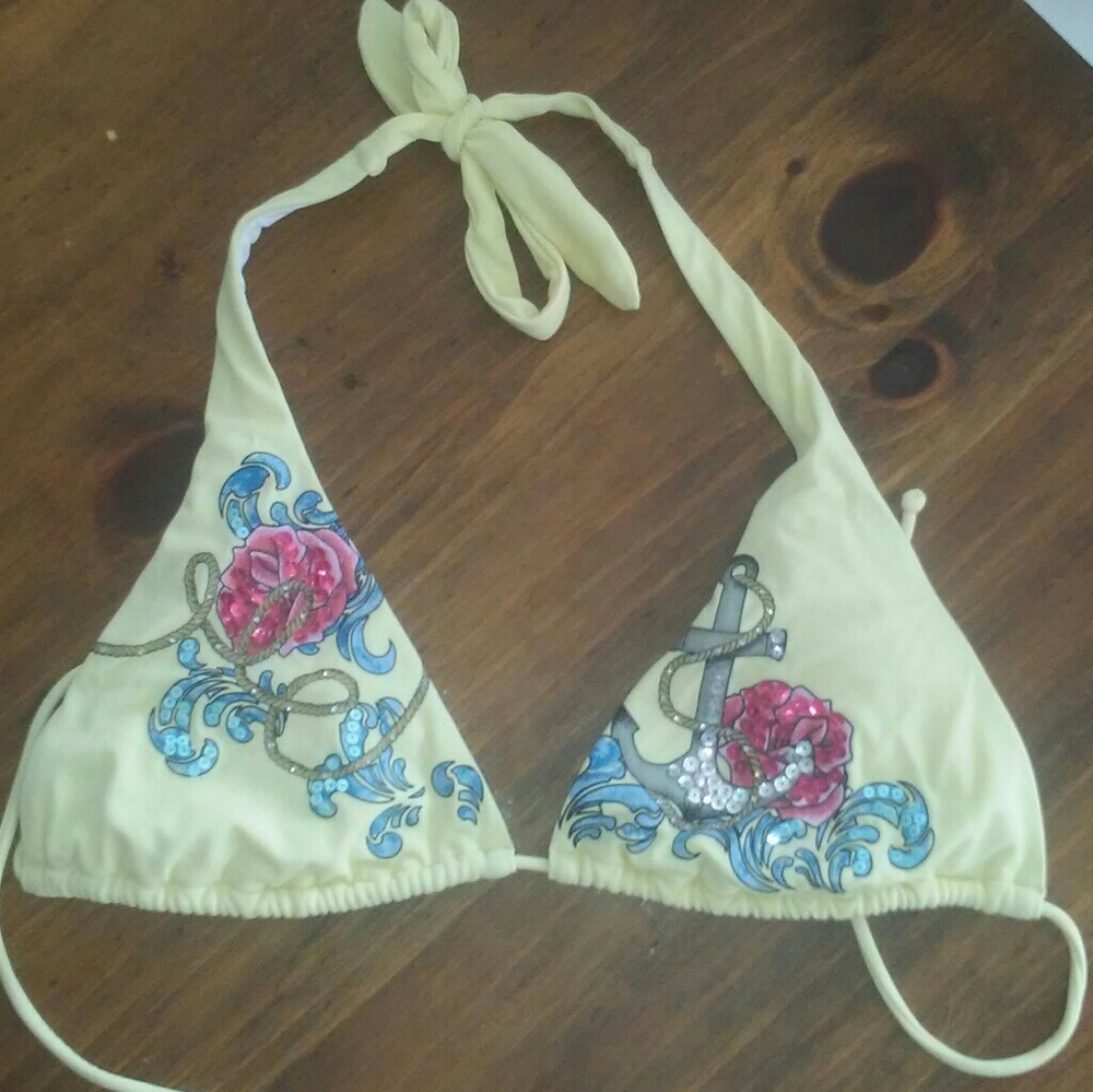 Victoria's Secret sexy yellow anchor bikini top