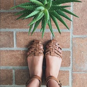 Brown vegan leather sandals