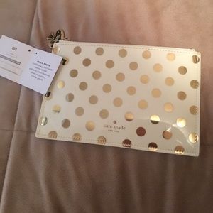 Kate spade gold polka dot pencil pouch