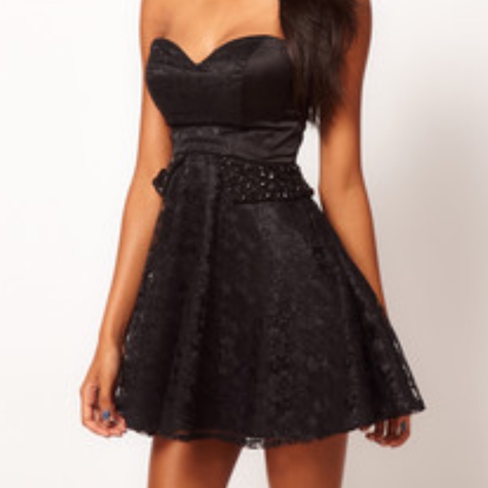 Elise Ryan Embellished Peplum Lace Skater Dress