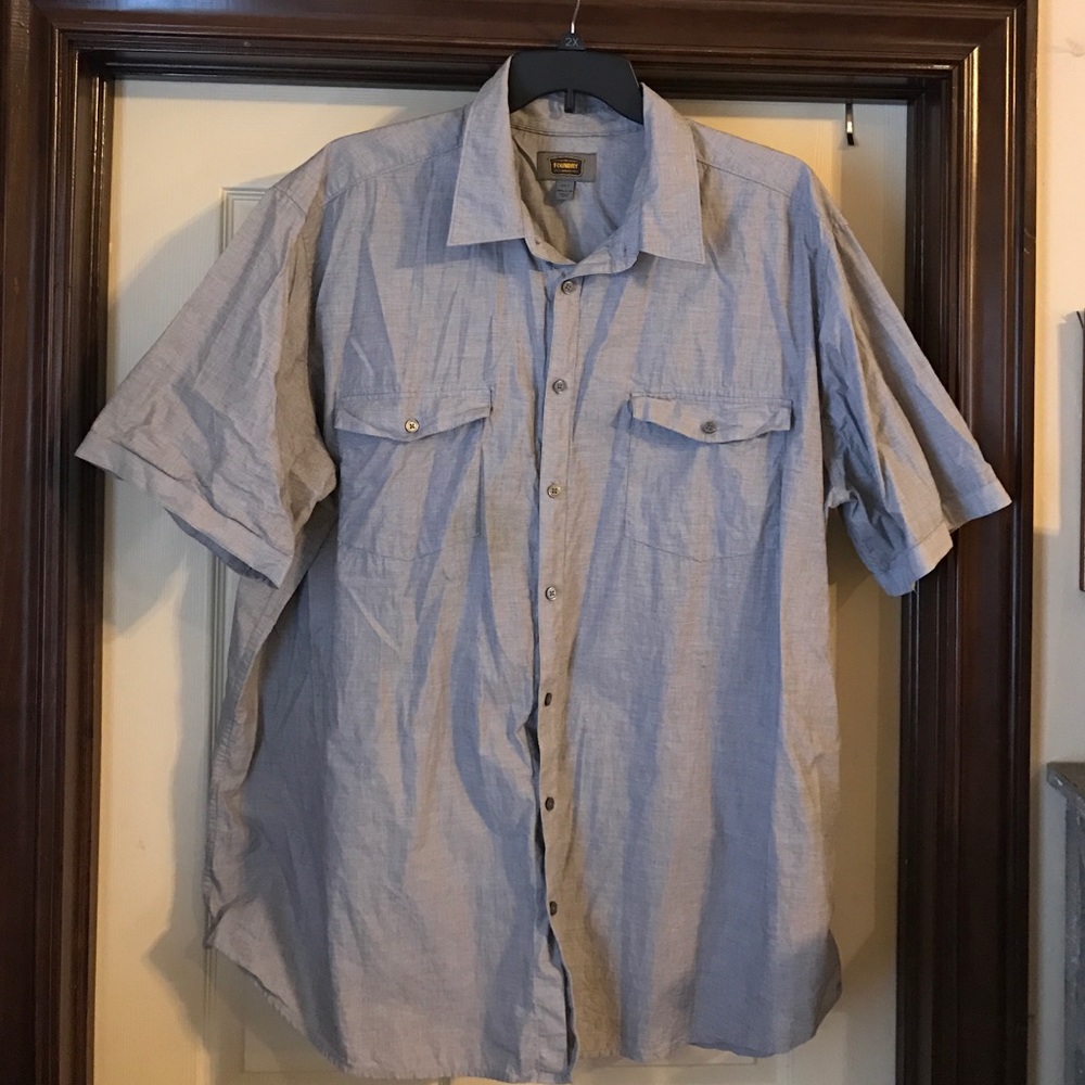Grayish style short sleeve button shirt
