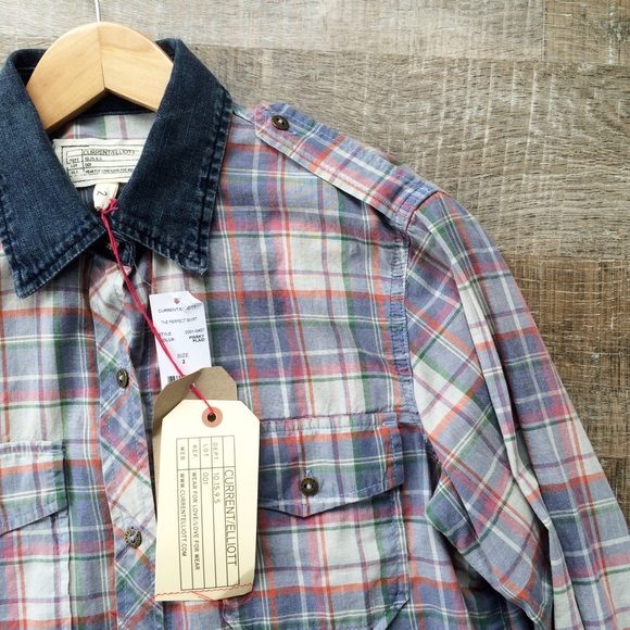 Current/Elliott Tops - Sale! NWT! Current/Elliott plaid "perfect shirt"