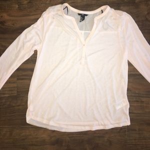 Light pink H&M collarless Henley Longsleeve Tee