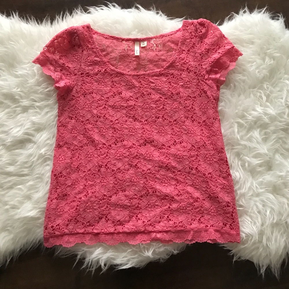 Frenchi pink lace crop top