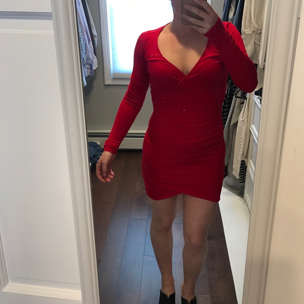 Red wrap dress