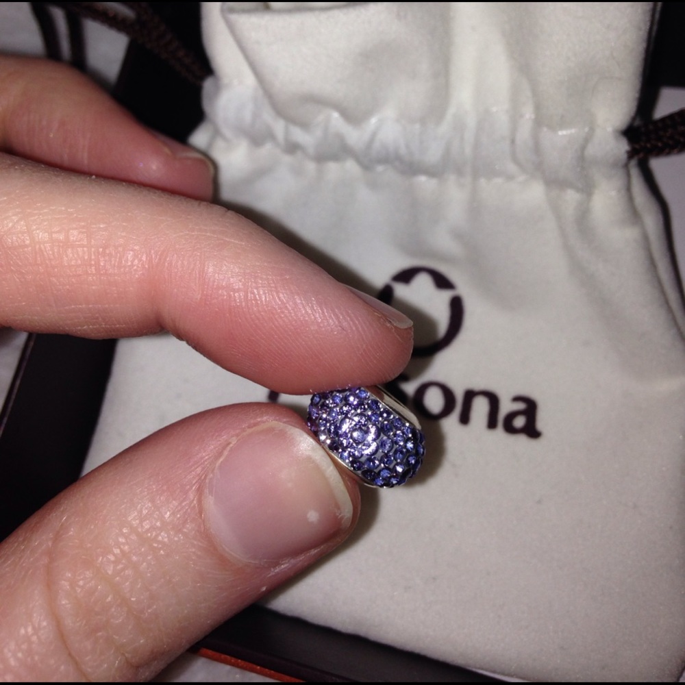 Purple sparkly gem charm bracelet bead