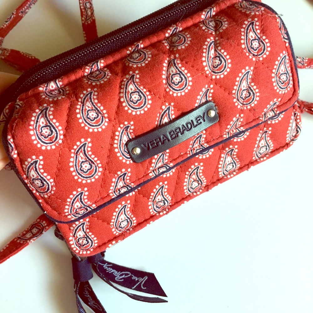 EUC Vera Bradley All in One Crossbody Red Paisley
