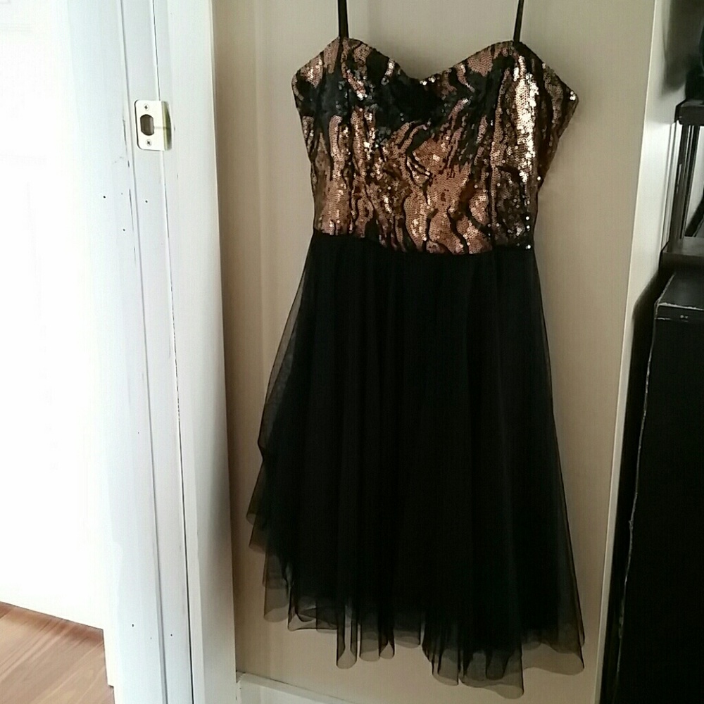 Nina Piu Copper & Black Sequin Prom Dress L NWT
