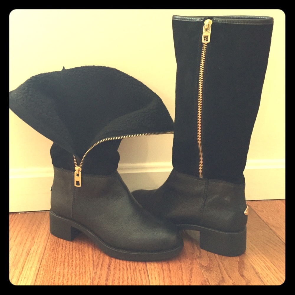 COACH black leather and suede boots size 6.5