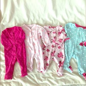 Newborn Girl CARTERS Bundle of 4 Pajamas