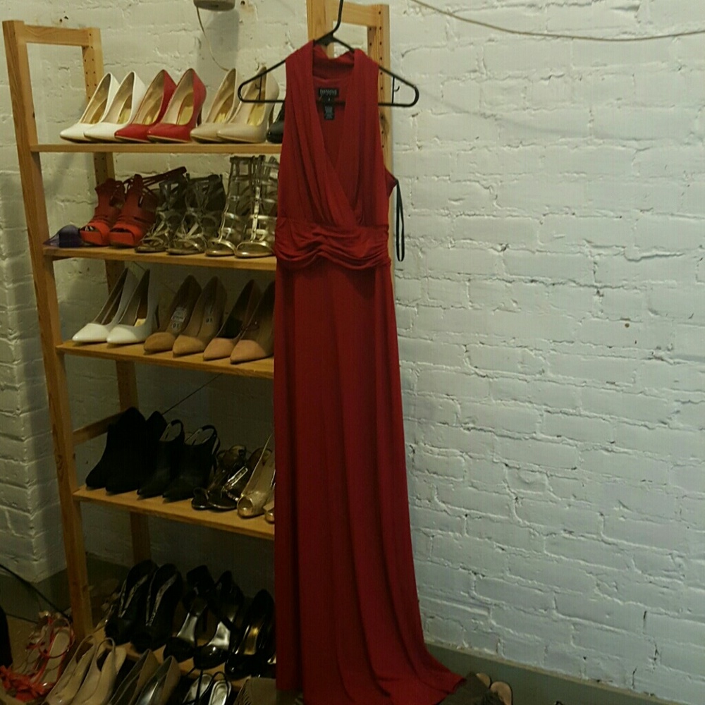 Beautiful Lady in Red long dress