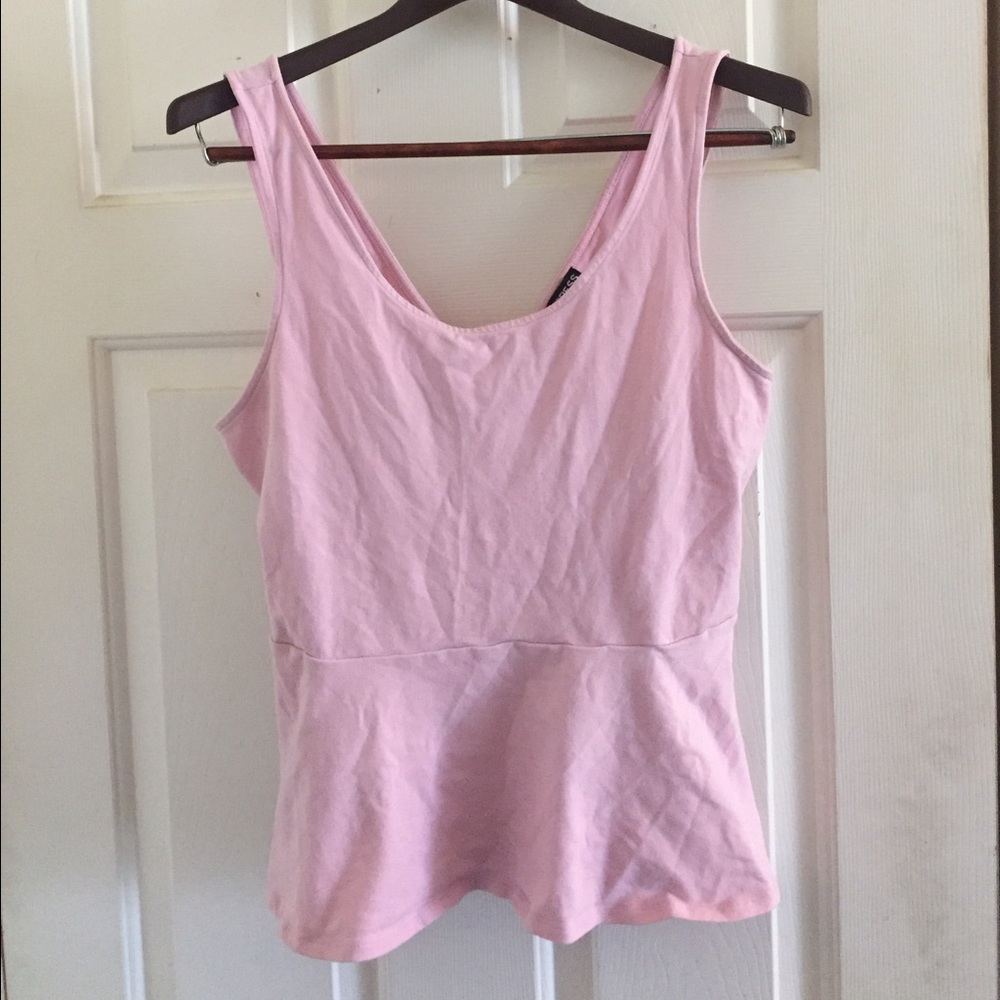 Express Pink Peplum Top With Criss Cross Back