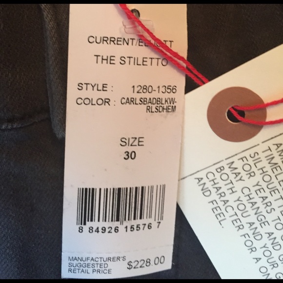 NWT Current Elliott Stiletto Stretch Skinny Jeans - Picture 3 of 6