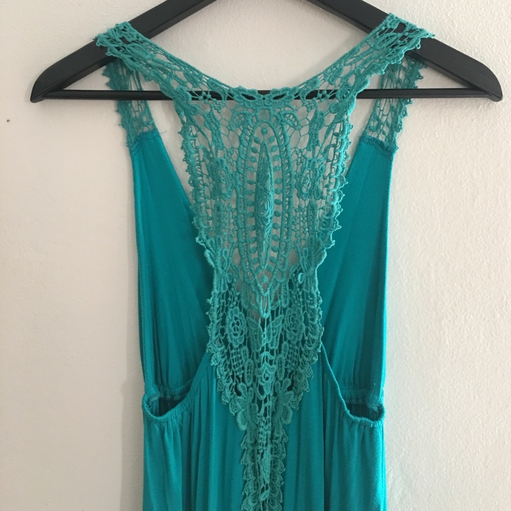 Teal Maxi Dress with Crochet Back