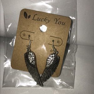 Fashion angel wing bling earrings