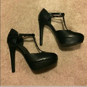 H&M Black T-strap platform heels