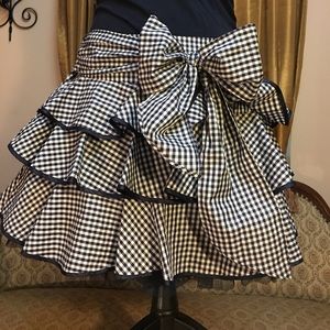 Navy and white ruffled skirt