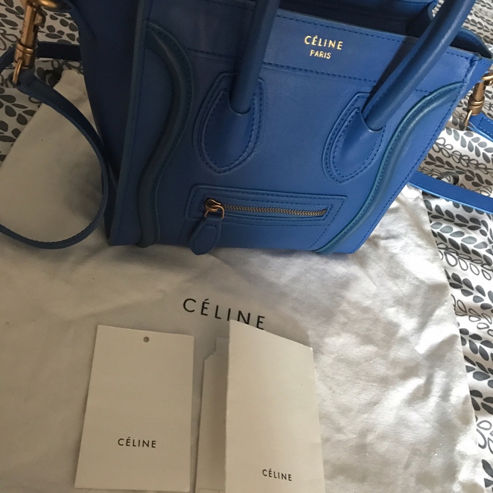 Blue Céline Nano Luggage Tote