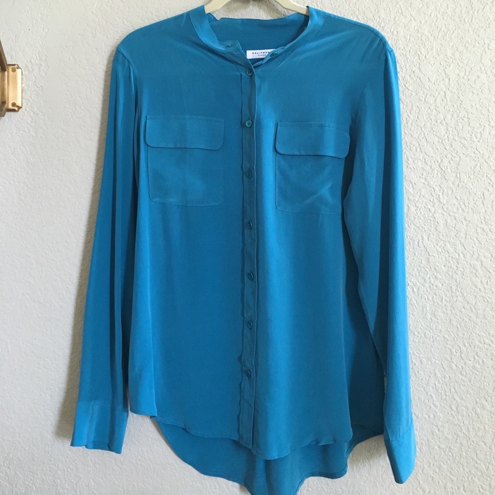 Equipment Teal 100% silk shirt size Medium