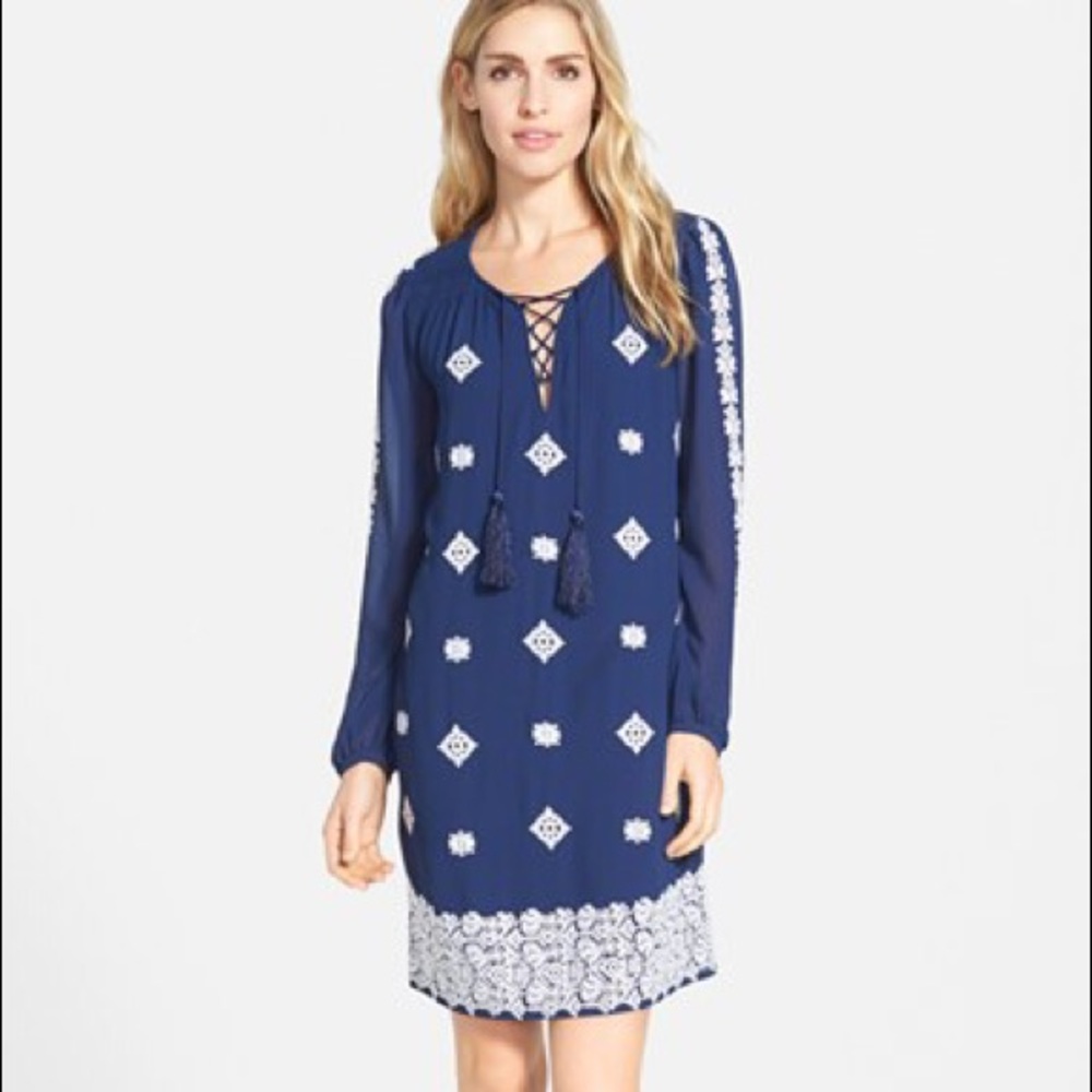 Michael Michael Kors blue embroidered shift dress