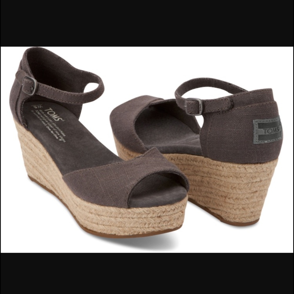 Tom's Canvas platform wedge sandals Size 7