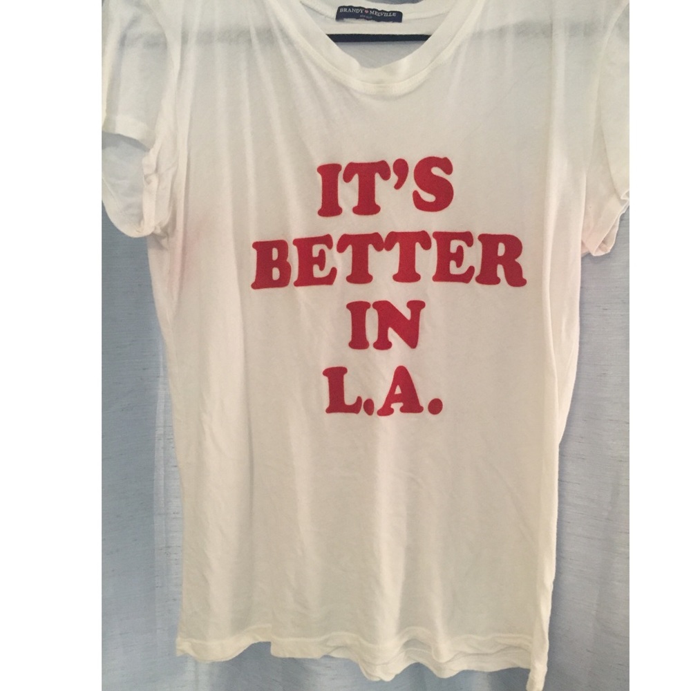 NEW BRANDY MELVILLE White "It's Better in LA" Tee